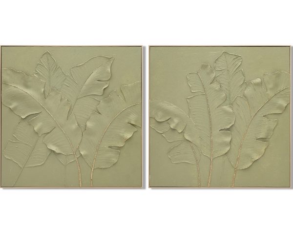 Set 2 cuadros lienzo palmera