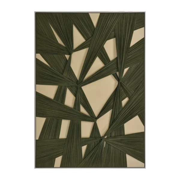Cuadro beige verde relieve TELAS