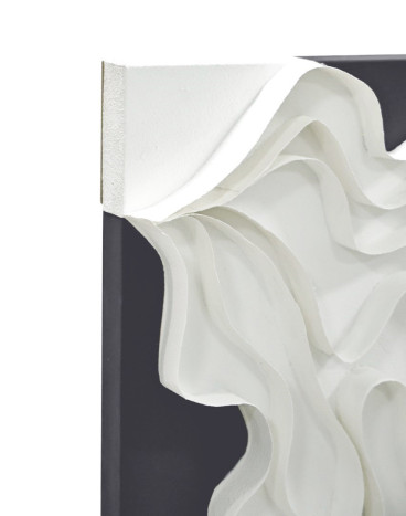 Cuadro papel maché gris blanco relieve ESPUMA
