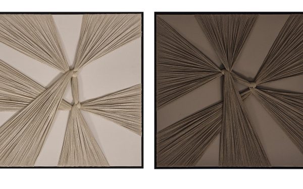 Set 2 cuadros beige marrón relieve TELAS