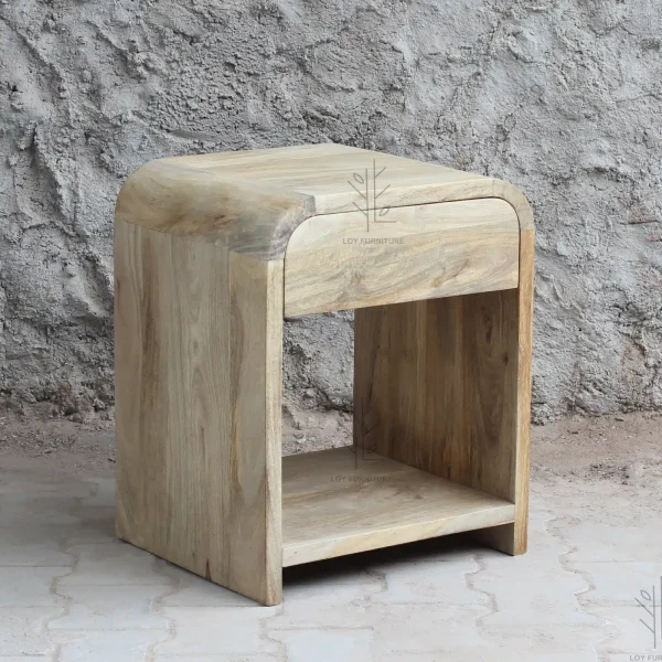 Mesita noche madera reciclada natural IBIZA
