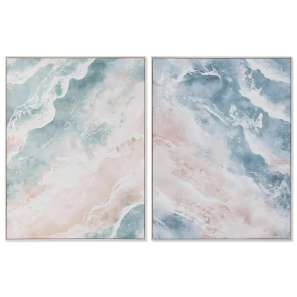 Set de 2 cuadros en lienzo con textura de las olas del mar
