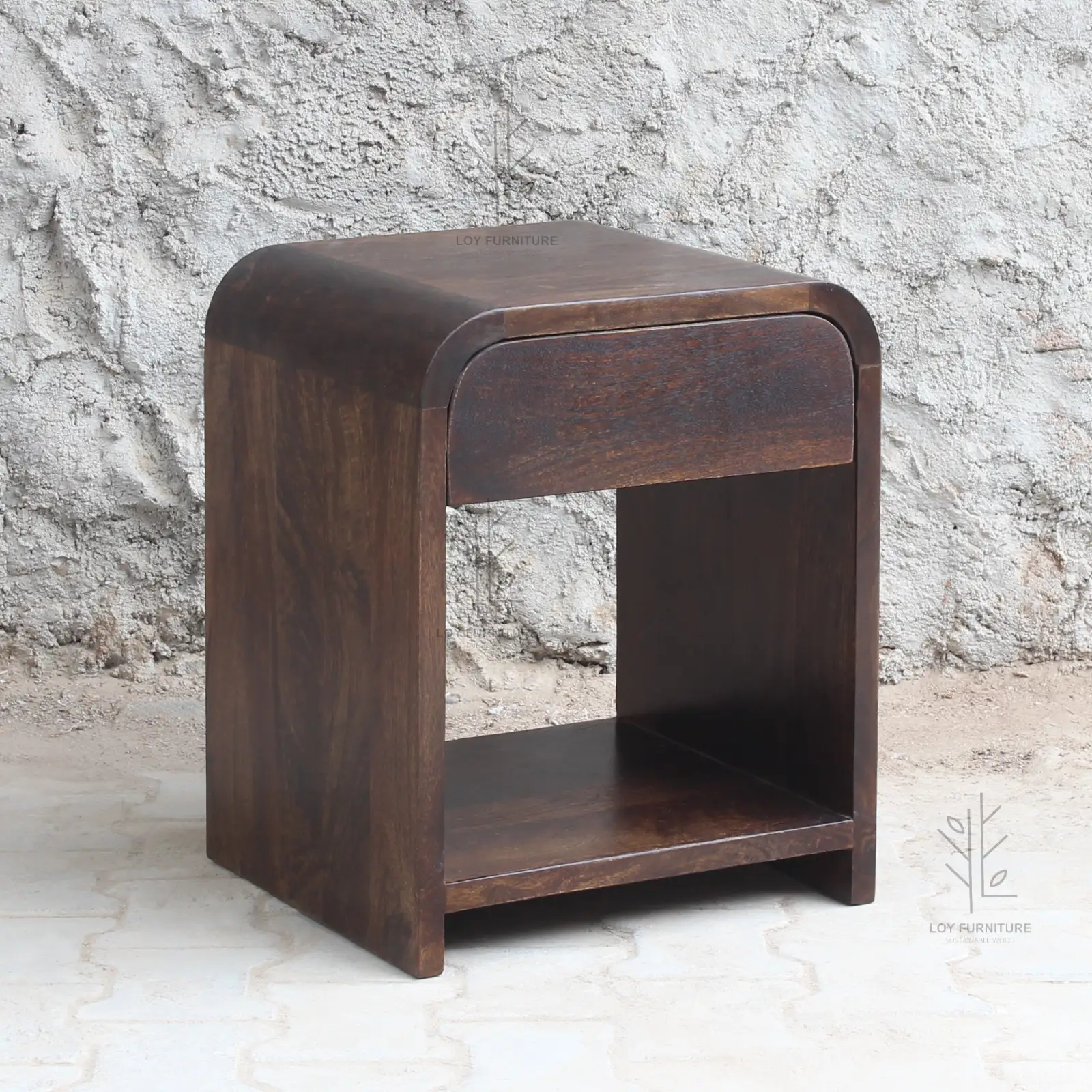 Mesita noche madera reciclada wengué IBIZA