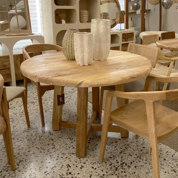 Mesa comedor redonda madera reciclada IBIZA