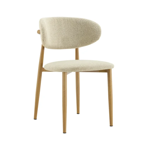 Pack de 2 sillas en metal imitación madera natural con asiento y respaldo tapizados en tono taupe