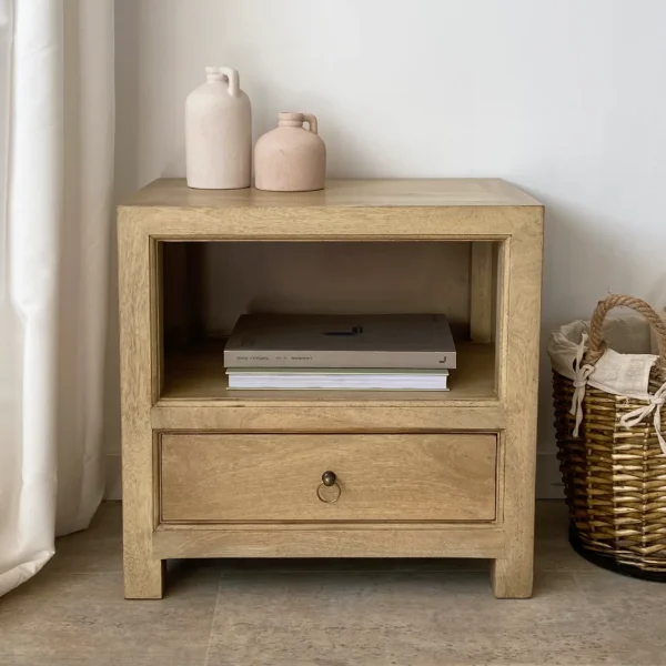 Mesita noche hueco madera mango RUSTIC