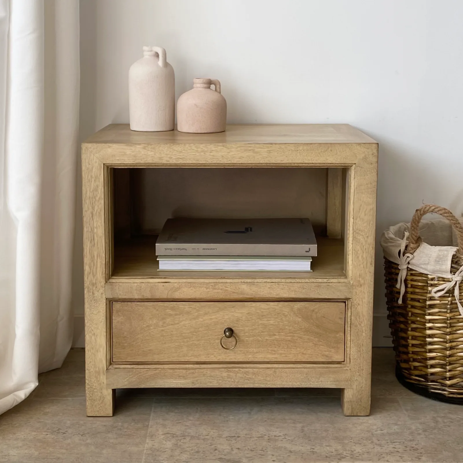 Mesita noche hueco madera mango RUSTIC