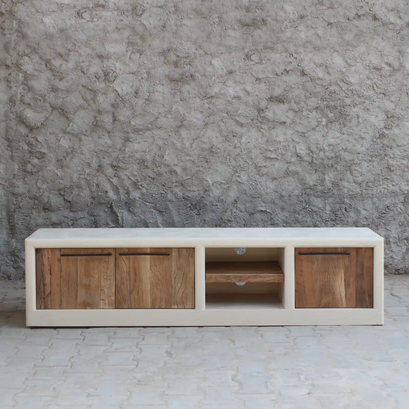 Mueble tv (180cm) tiradores efecto cemento IBIZA