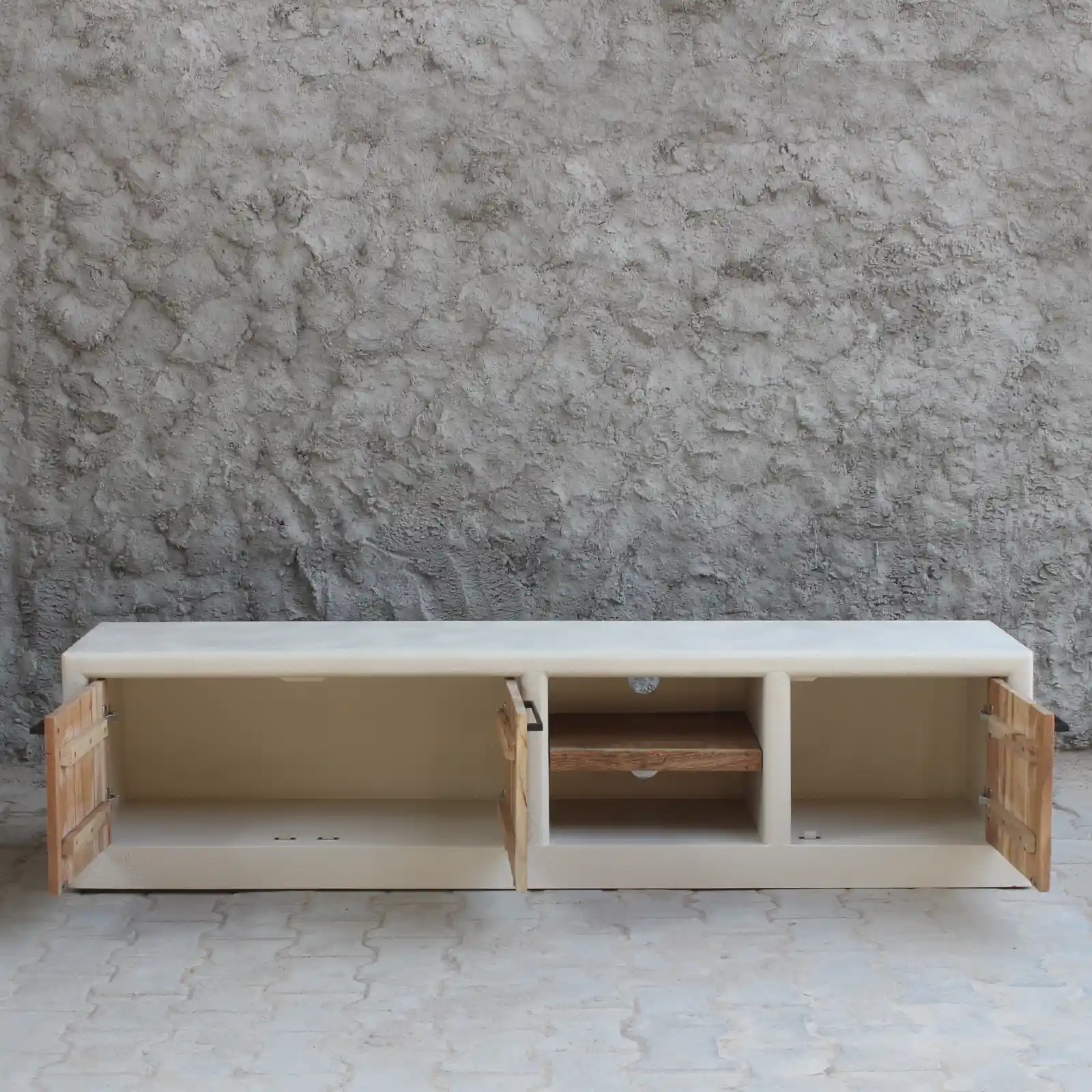 Mueble tv (180cm) tiradores efecto cemento IBIZA - Imagen 2