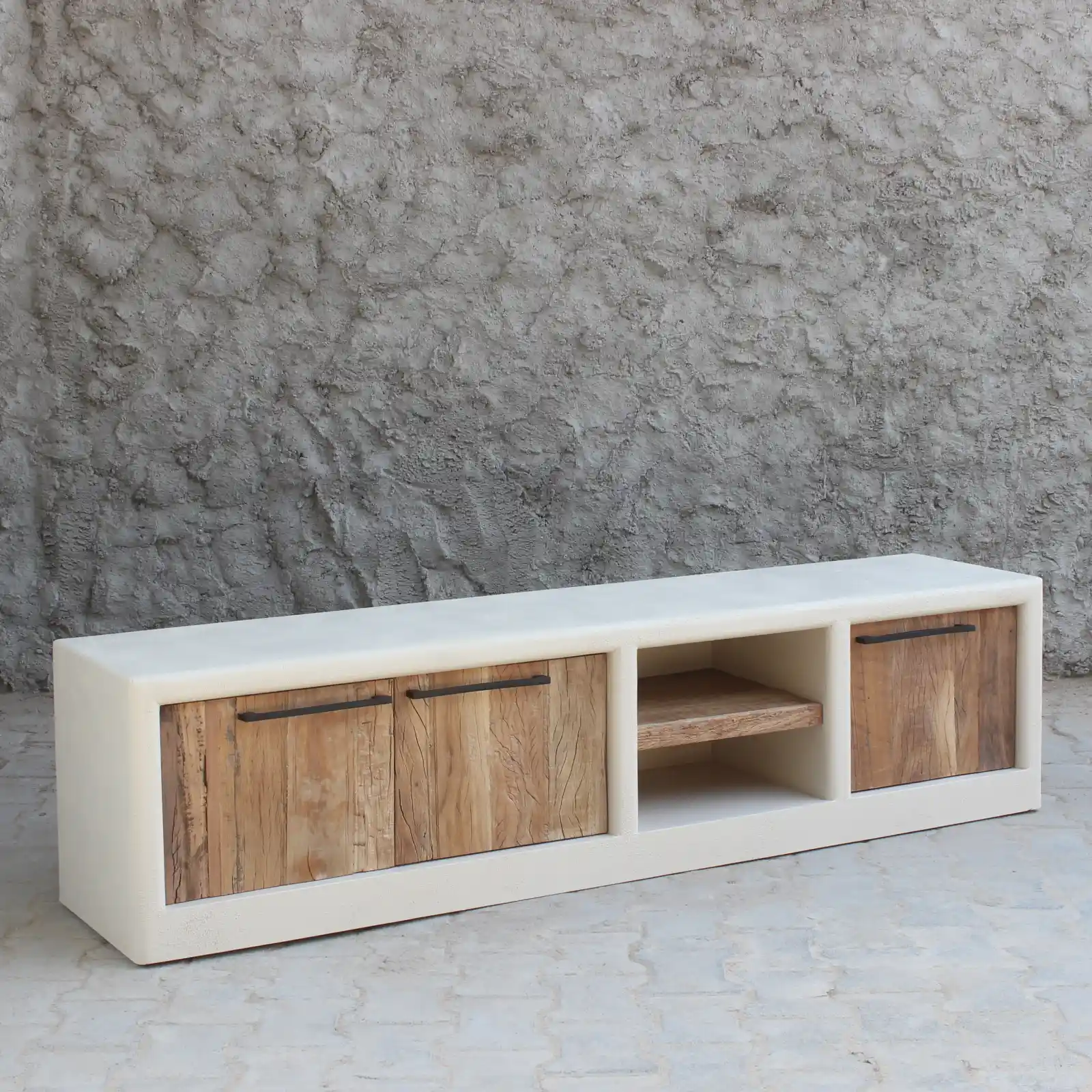 Mueble tv (180cm) tiradores efecto cemento IBIZA - Imagen 3